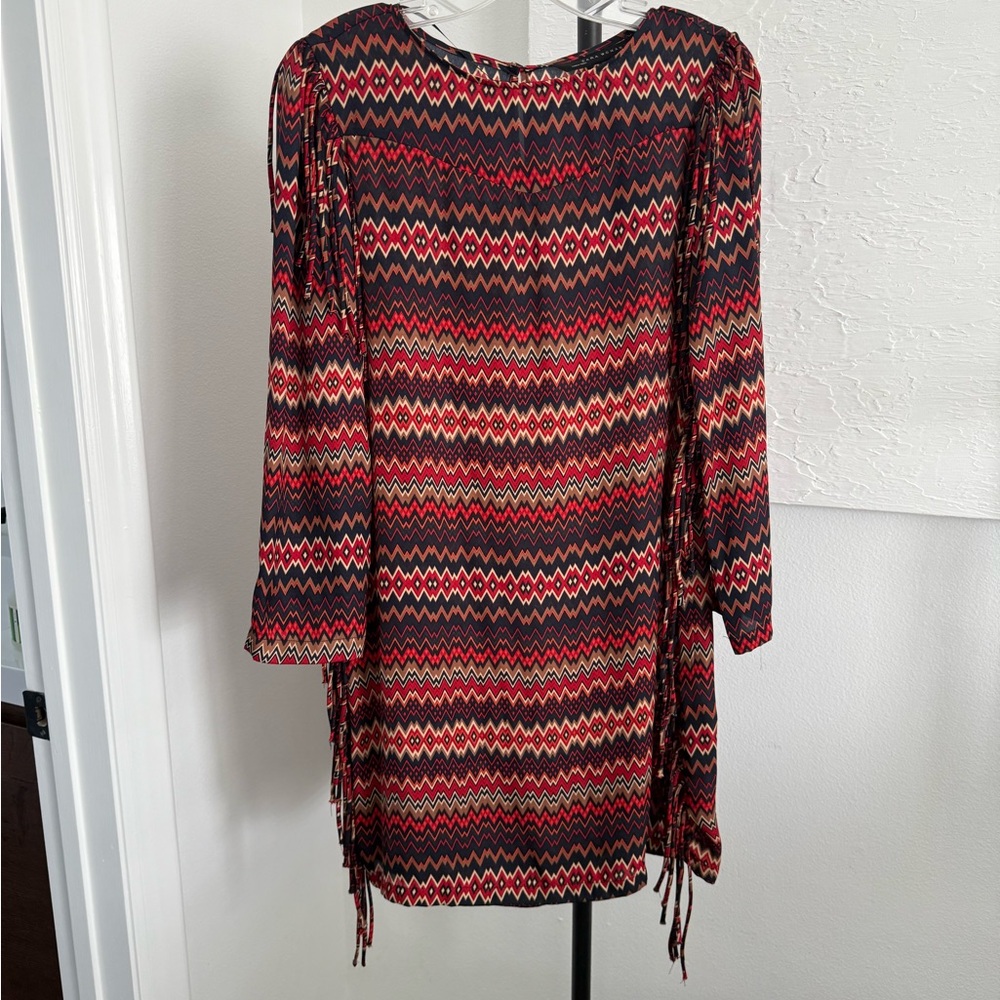 Zara Vibrant Zigzag Pattern Dress Size M NEW